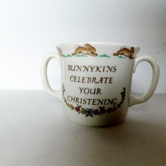 Bunnykins Christening 2 Handled Hug a Mug Mug Albion shape near mint condition - Picture 4 of 7